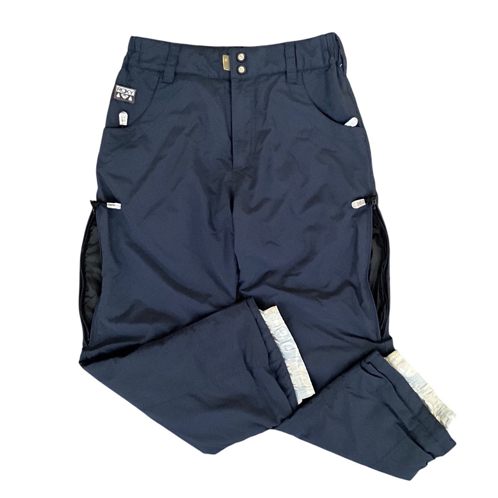 Roxy Teenie Wahine Navy Insulated Ski Snow Pants Reinforced Knees Girls Youth L
